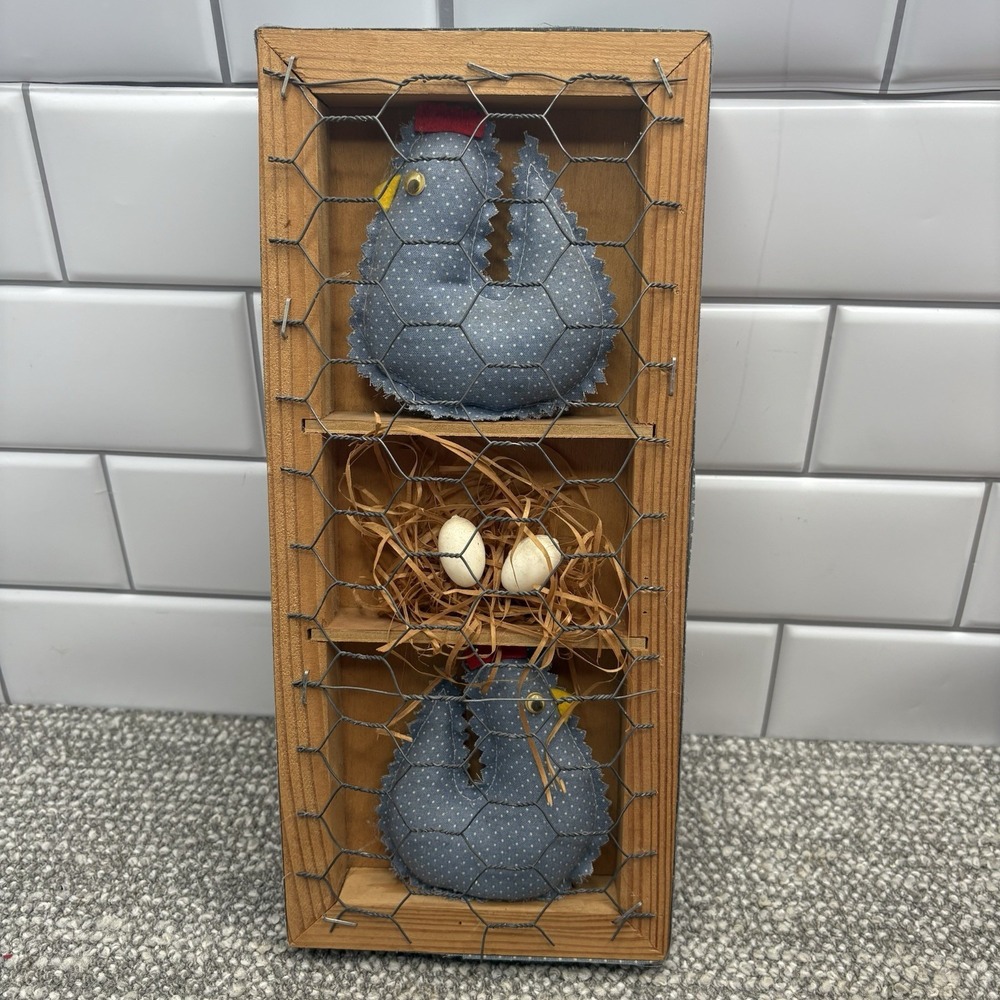 Cottage Core Granny Chicken Coup Decoration Eggs Cage Wire Wall Decor Homemade
